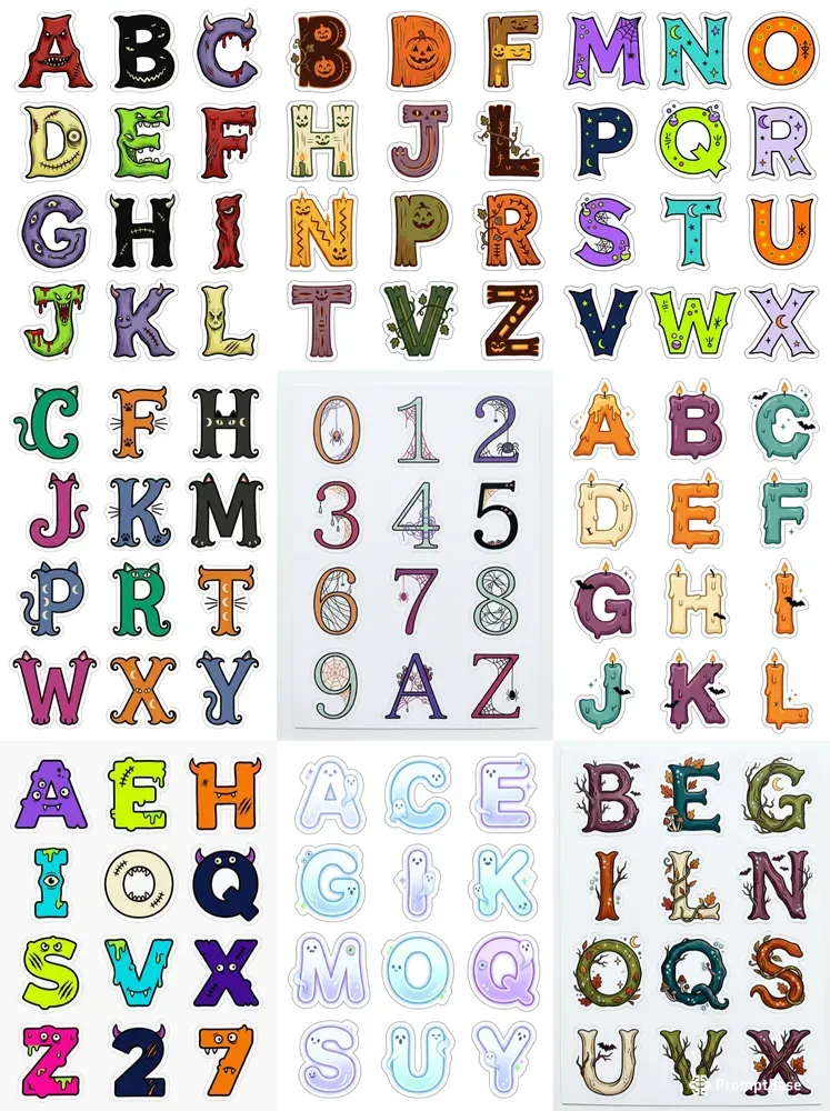 Halloween Letters Numbers Stickers