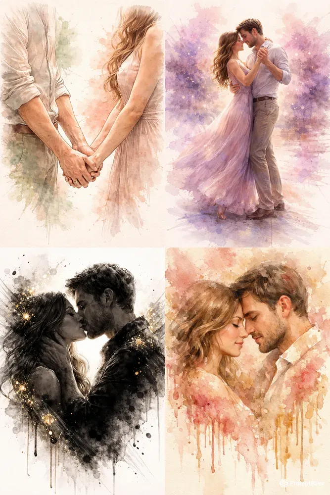 Soulmate Splash Romantic Dual Portraits