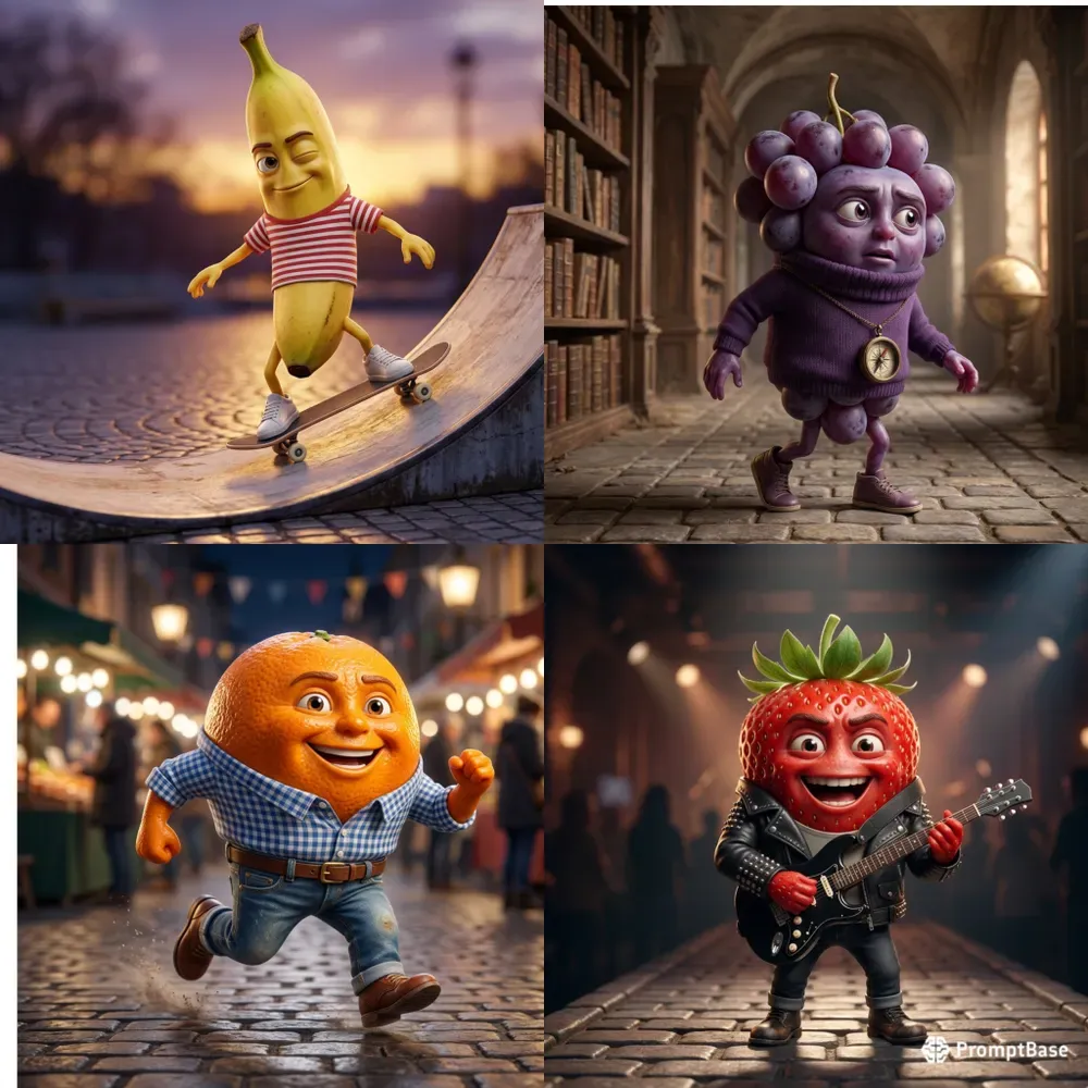 Cute 3D Anthropomorphic Fruit Characters
