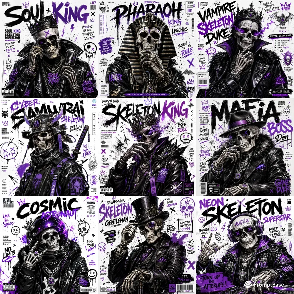 Dark Fantasy Skeleton Graffiti Posters