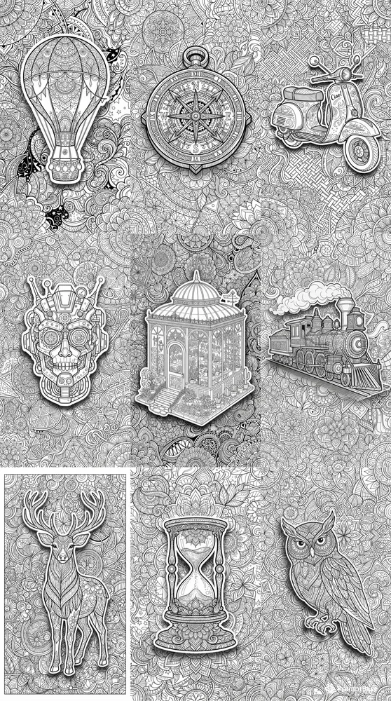 3D Popup Zentangle Coloring Pages