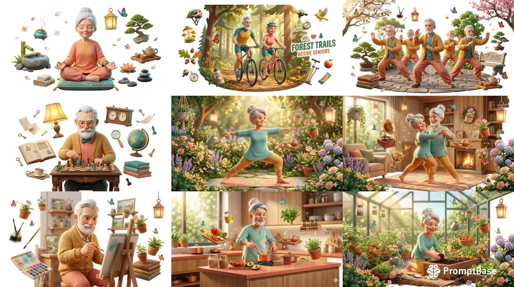 3D Elderly Wellness Blog Visual Assets