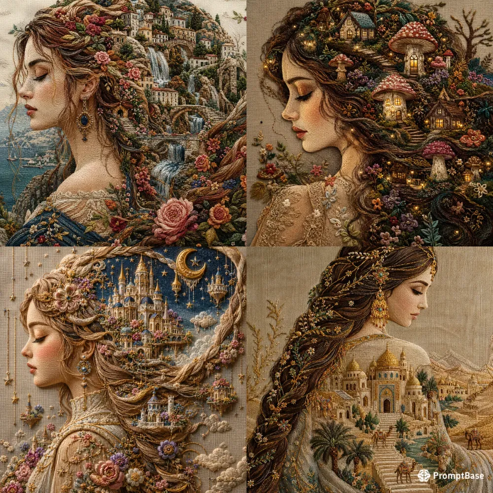 Embroidered Fantasy Portrait Art