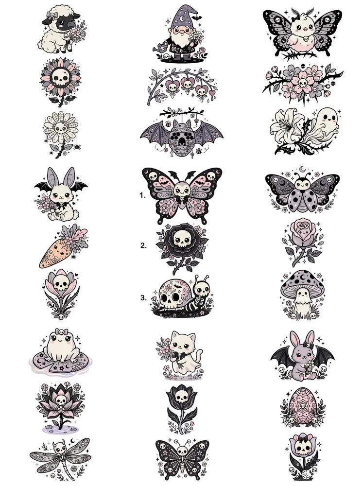 Gothic Cute Spring Kawaii Clipart Sets