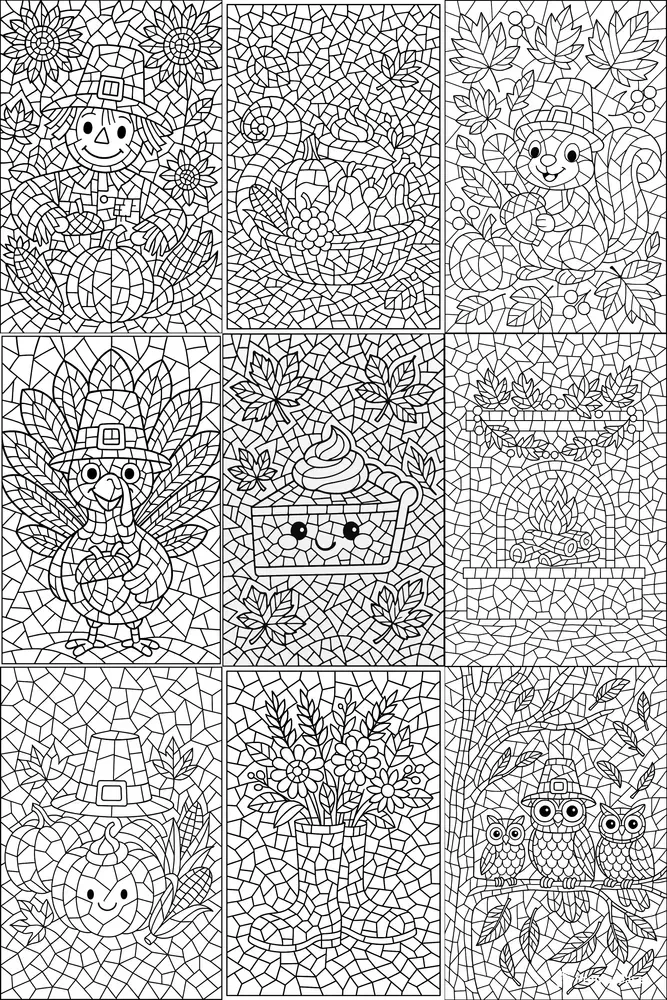 Mosaic Style Thanksgiving Day Colorings