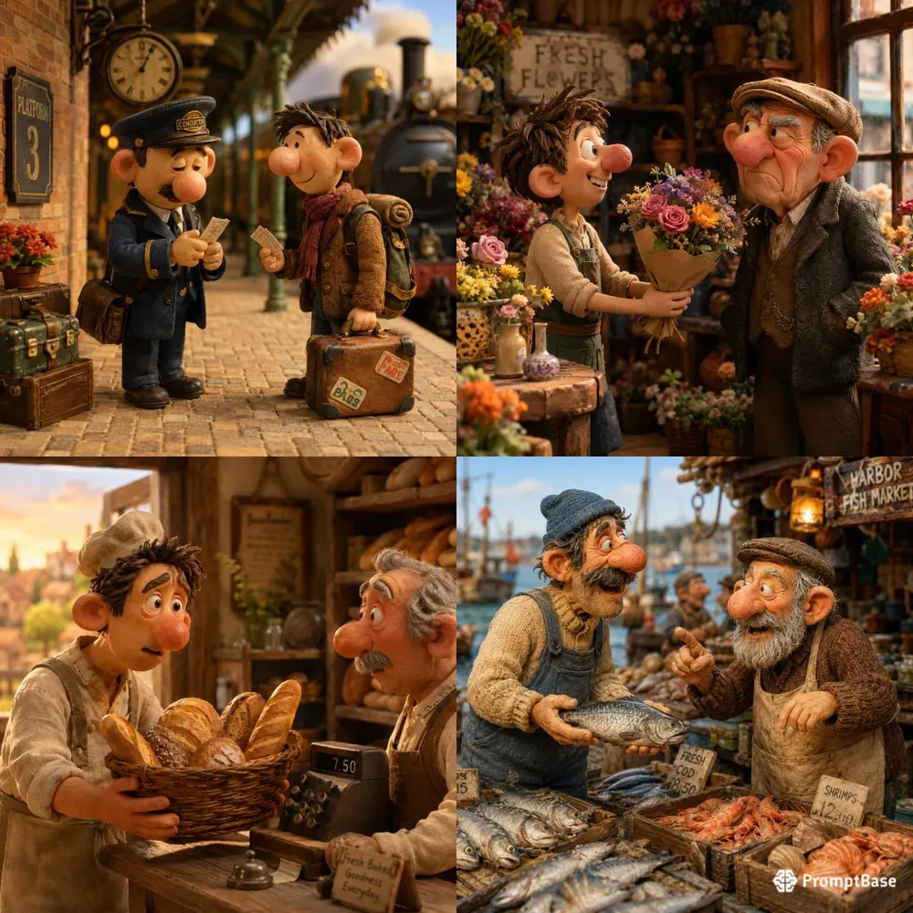 Whimsical Clay Character Scenes