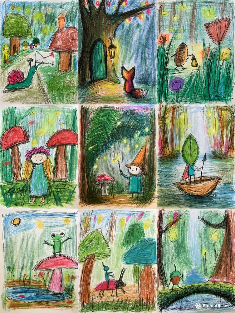 Whimsical Forest Storybook Art