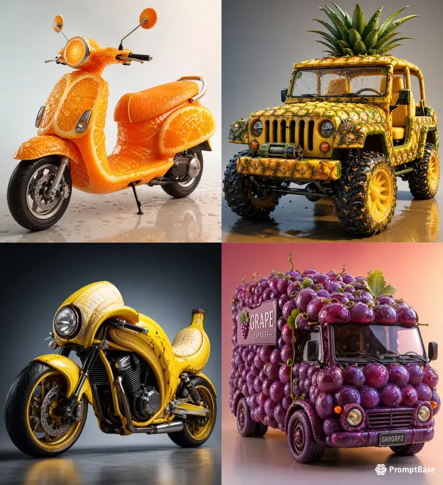 Creative Fruit Vehicle Fusion Art Packs