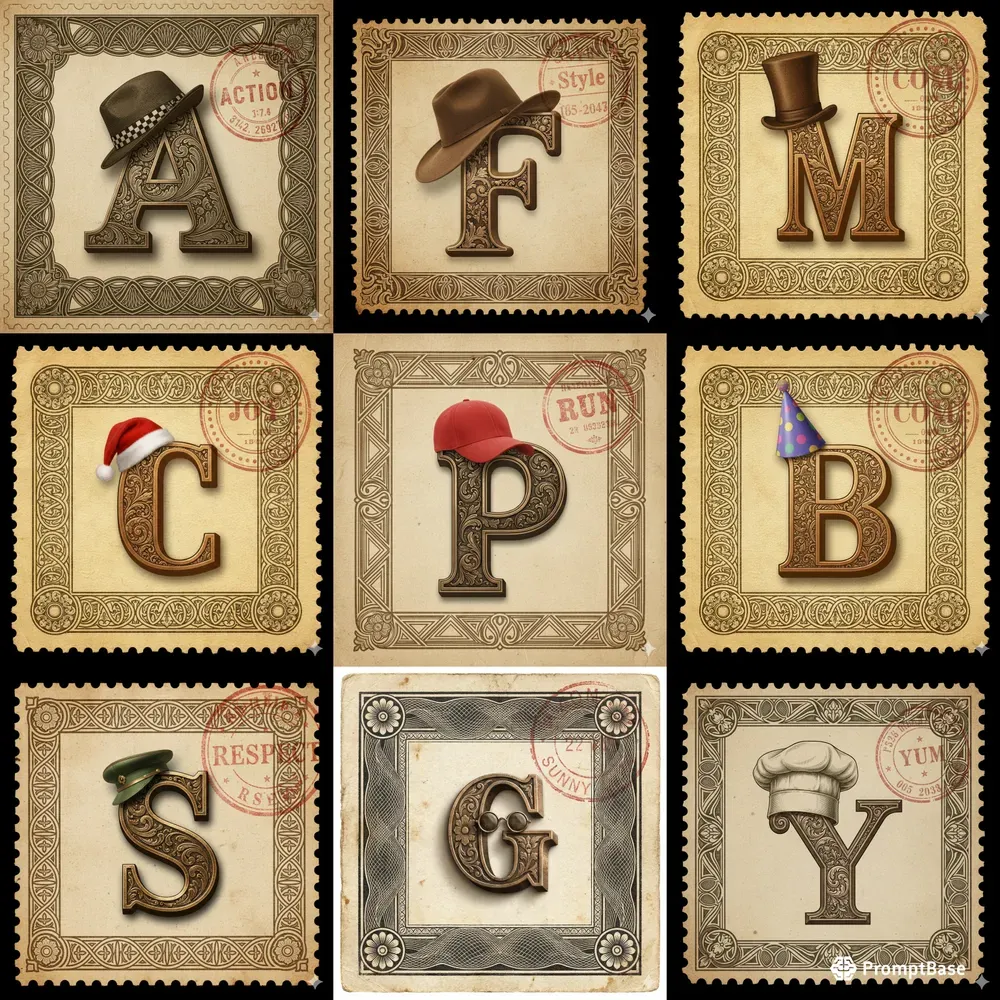 Vintage Postage Stamp Letter Art