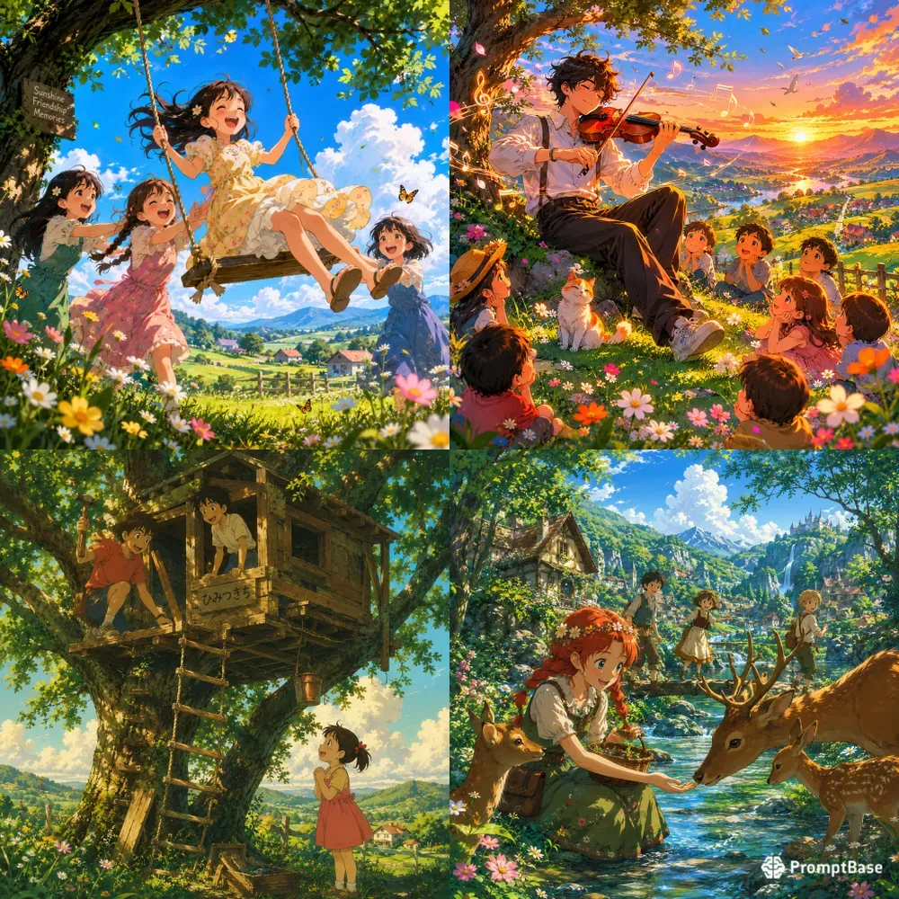 Children Playing Beneath Trees