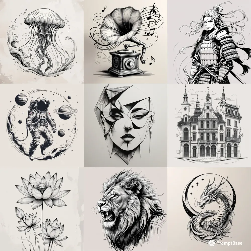 Elegant Line Art Illustrations