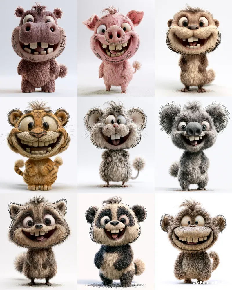Goofy 3D Animal Mascots