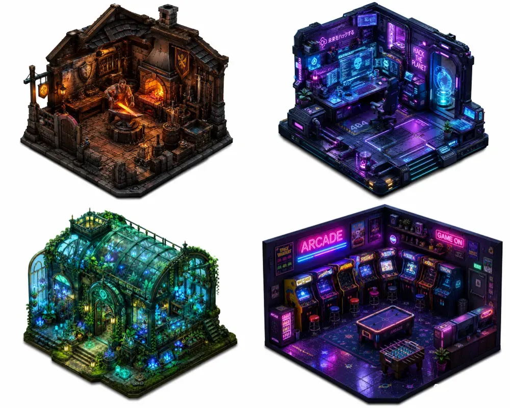 Premium 3D Isometric Microworld Assets