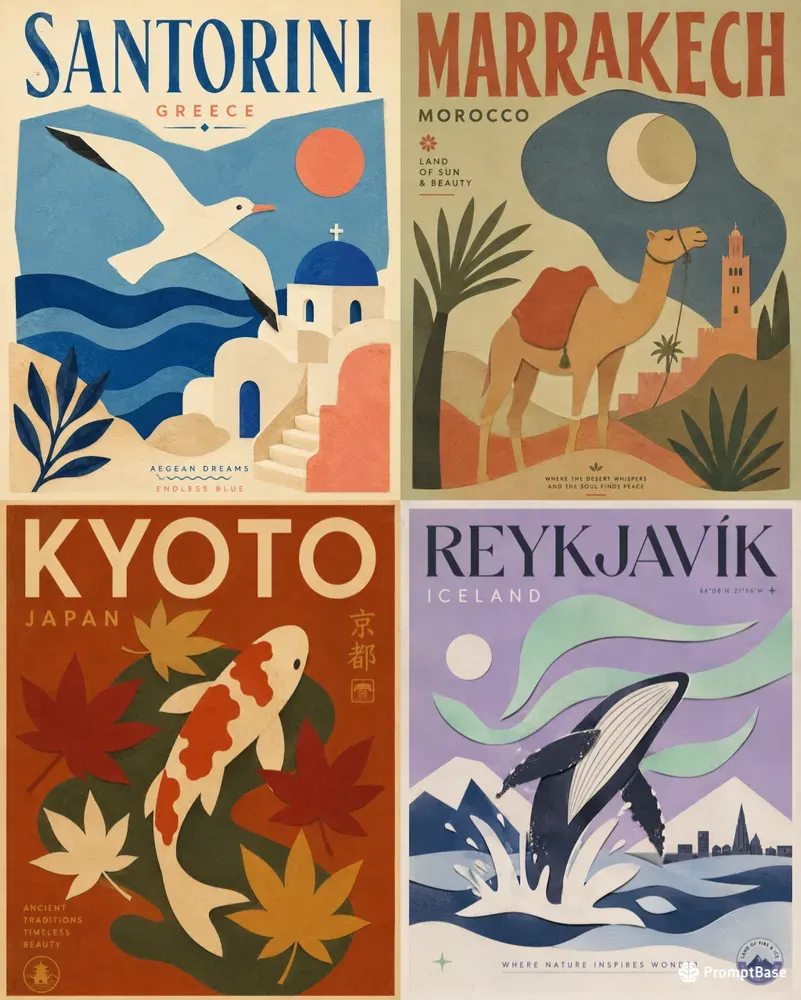 Retro Minimalist Travel Posters