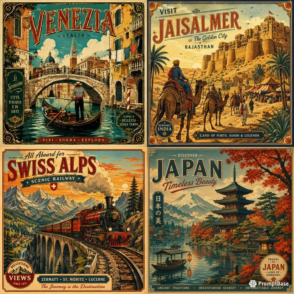 Vintage Illustrated Travel Posters