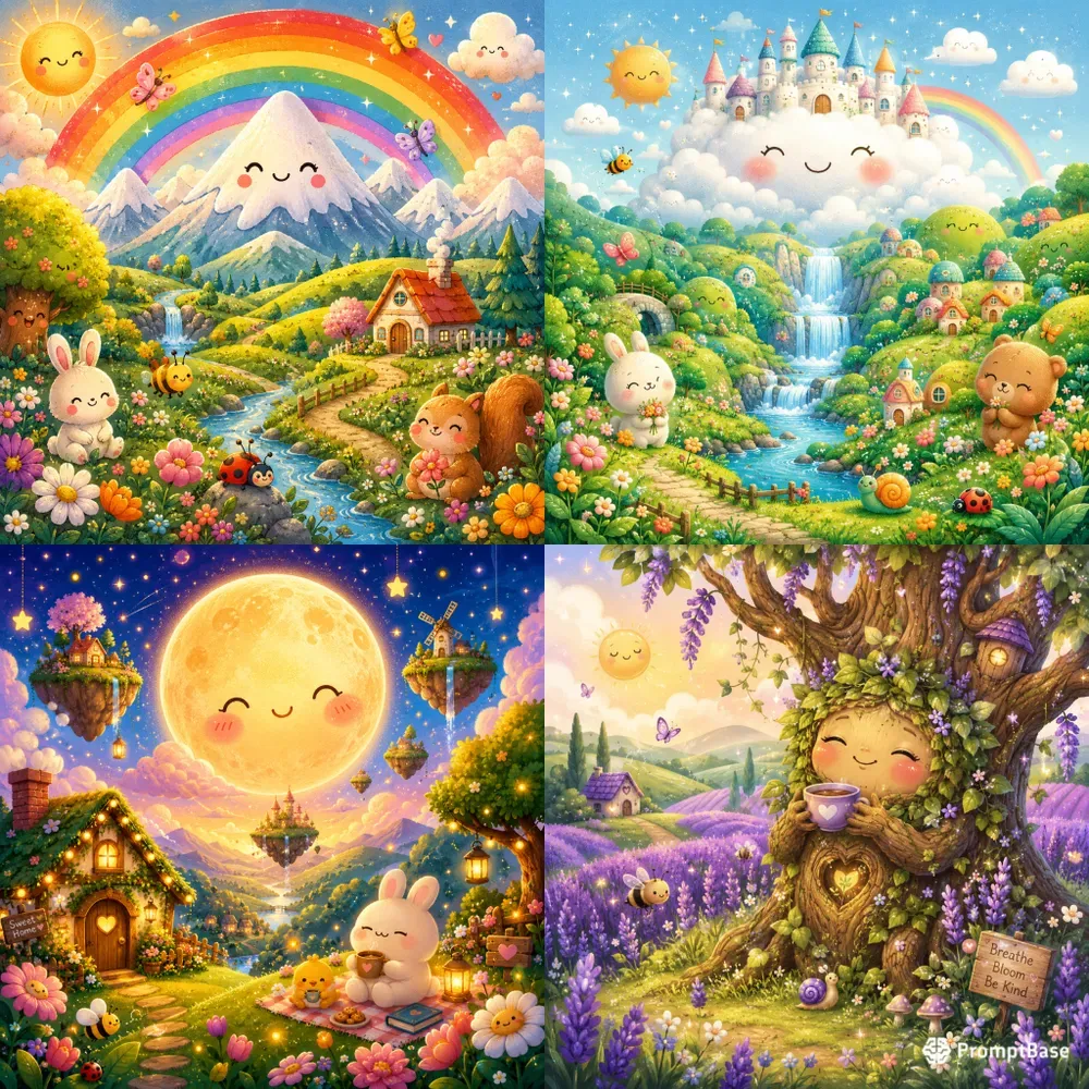Kawaii Nature Storybook Scenes