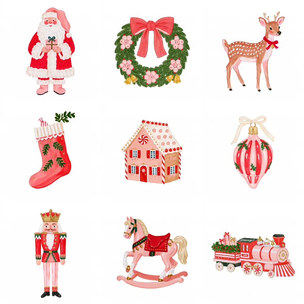 Whimsical Christmas Watercolor Cliparts