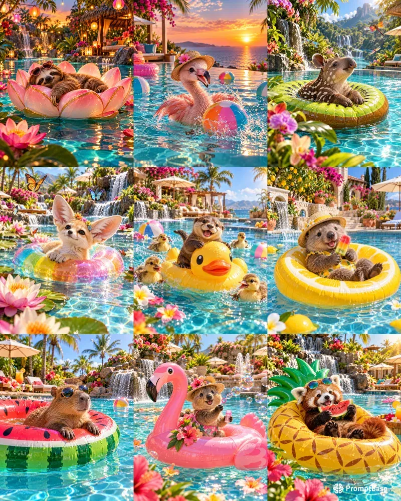 Hyperrealistic Baby Animal Pool Days