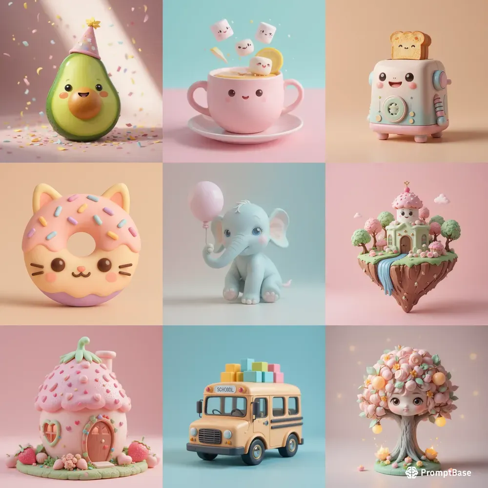 Cute Kawaii 3D Clay Toy Characters