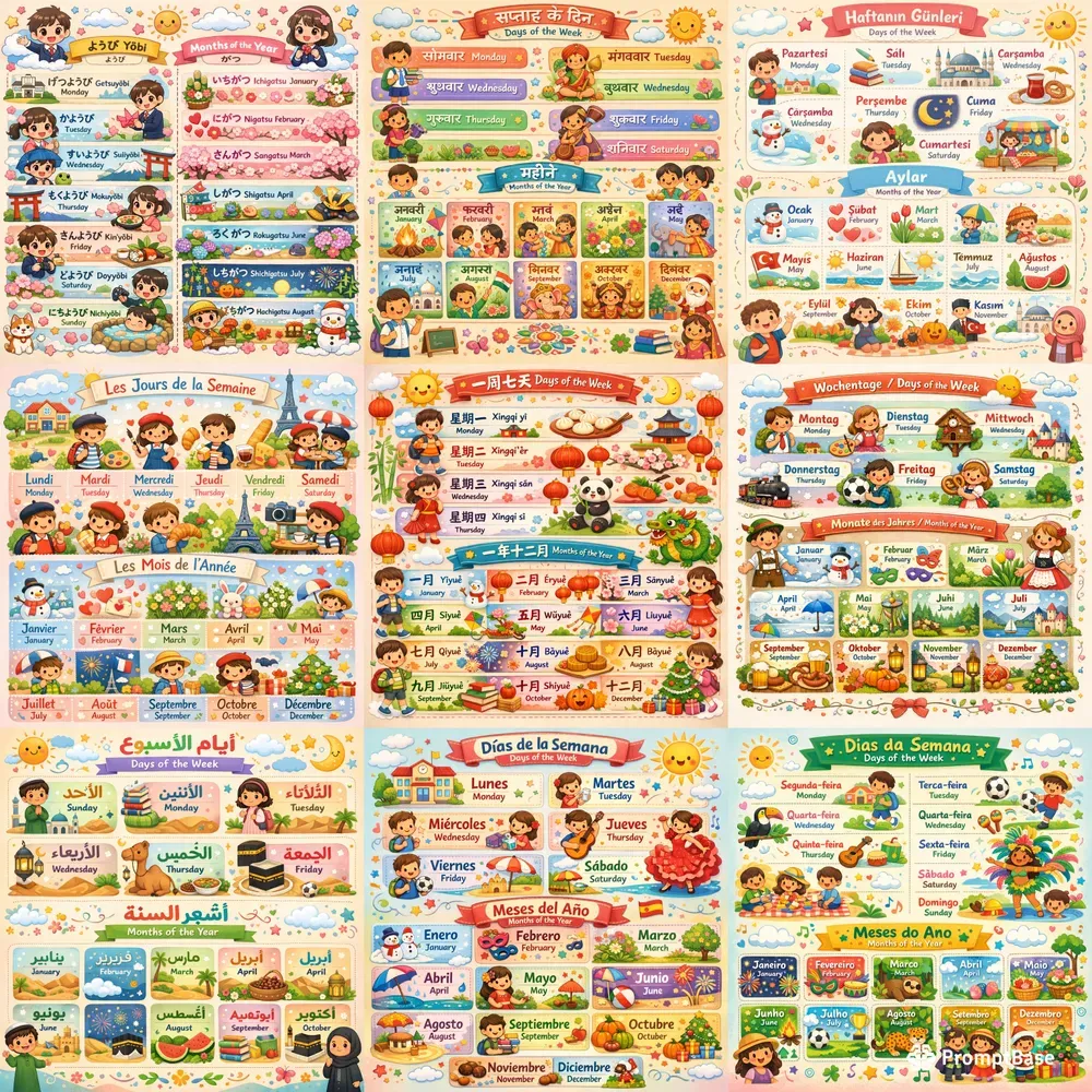 Multilingual Kids Educational Posters