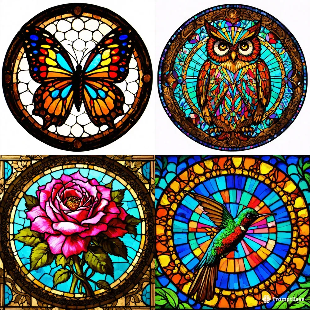 Stained Glass Style Illustrations