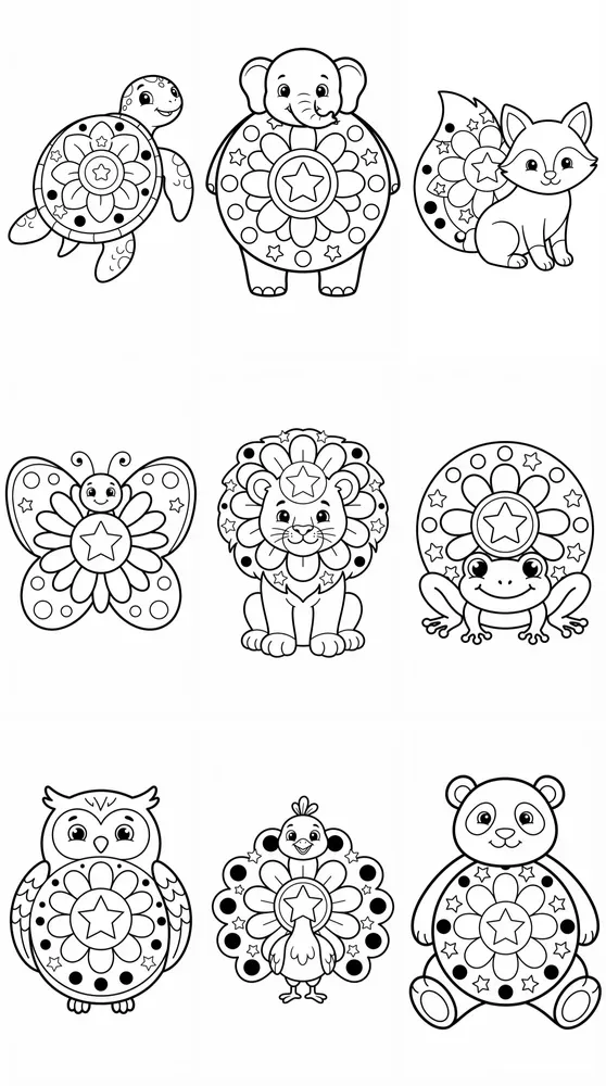 Cute Animal Mandalas For Kids