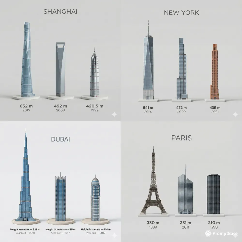 3D Cartoon Views Of Tallest Buildings