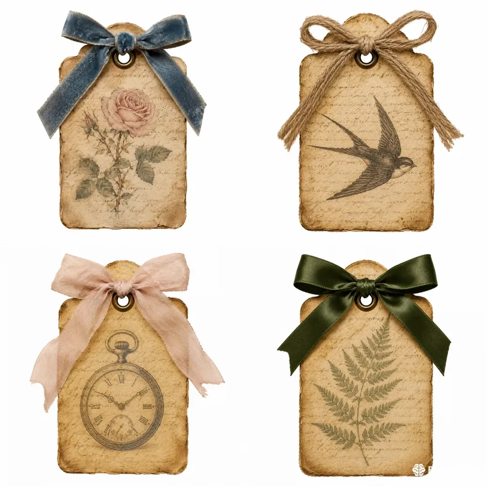 Junk Journal Ribbontied Tag Ephemera