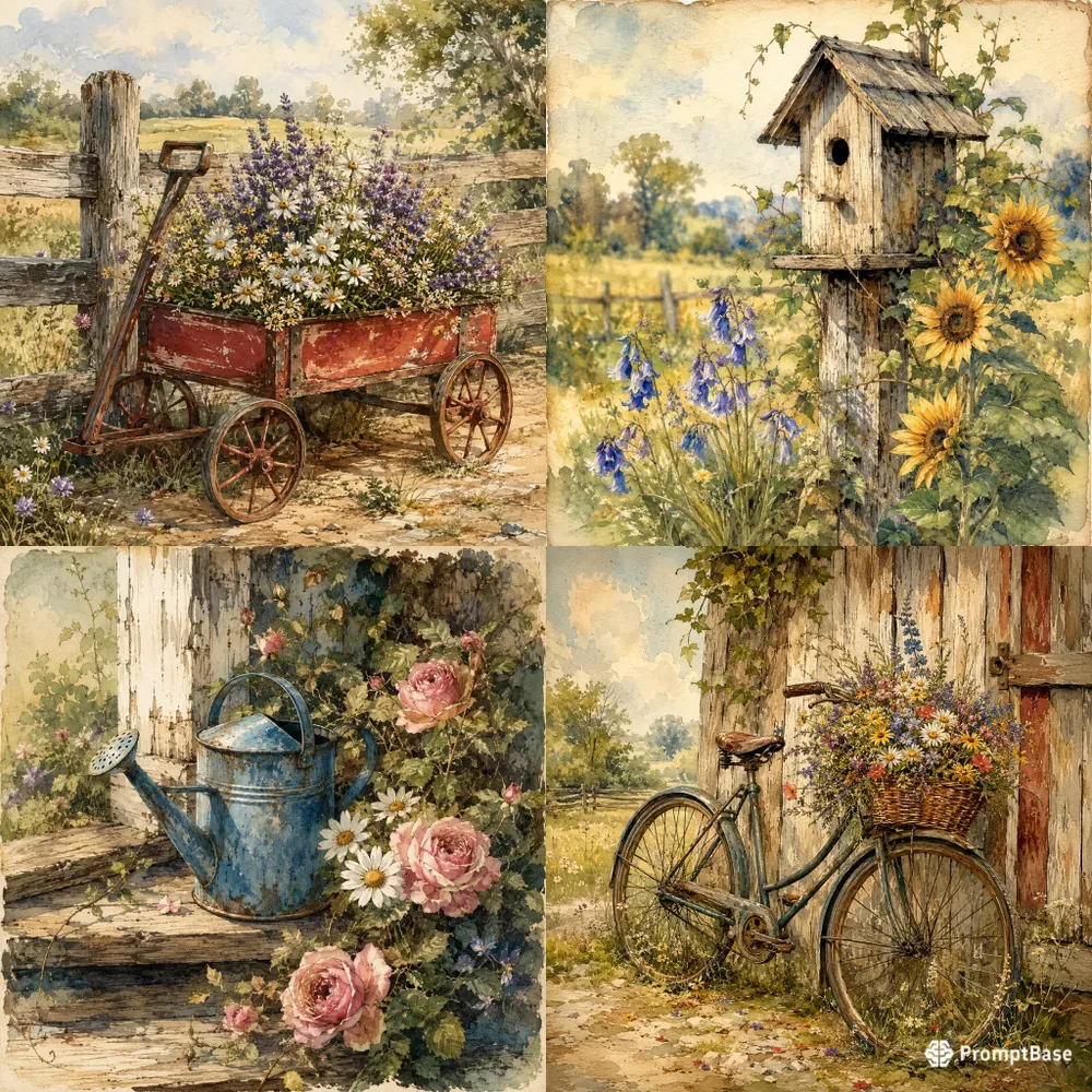 Rustic Vintage Watercolor Collections