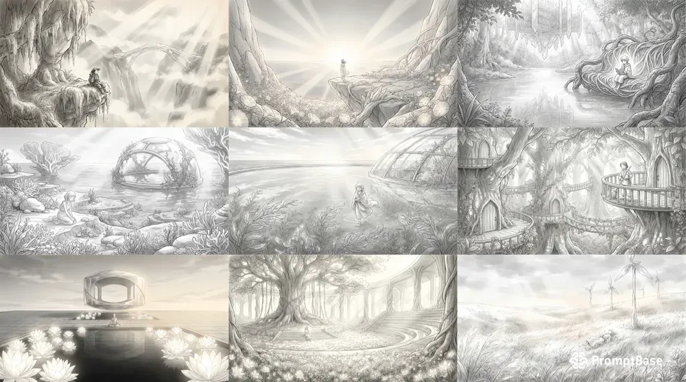 Monochrome Utopian Manga Environments