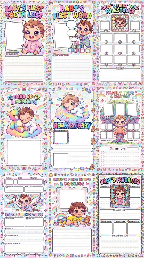 Y2k Kawaii Baby Memory Book Pages