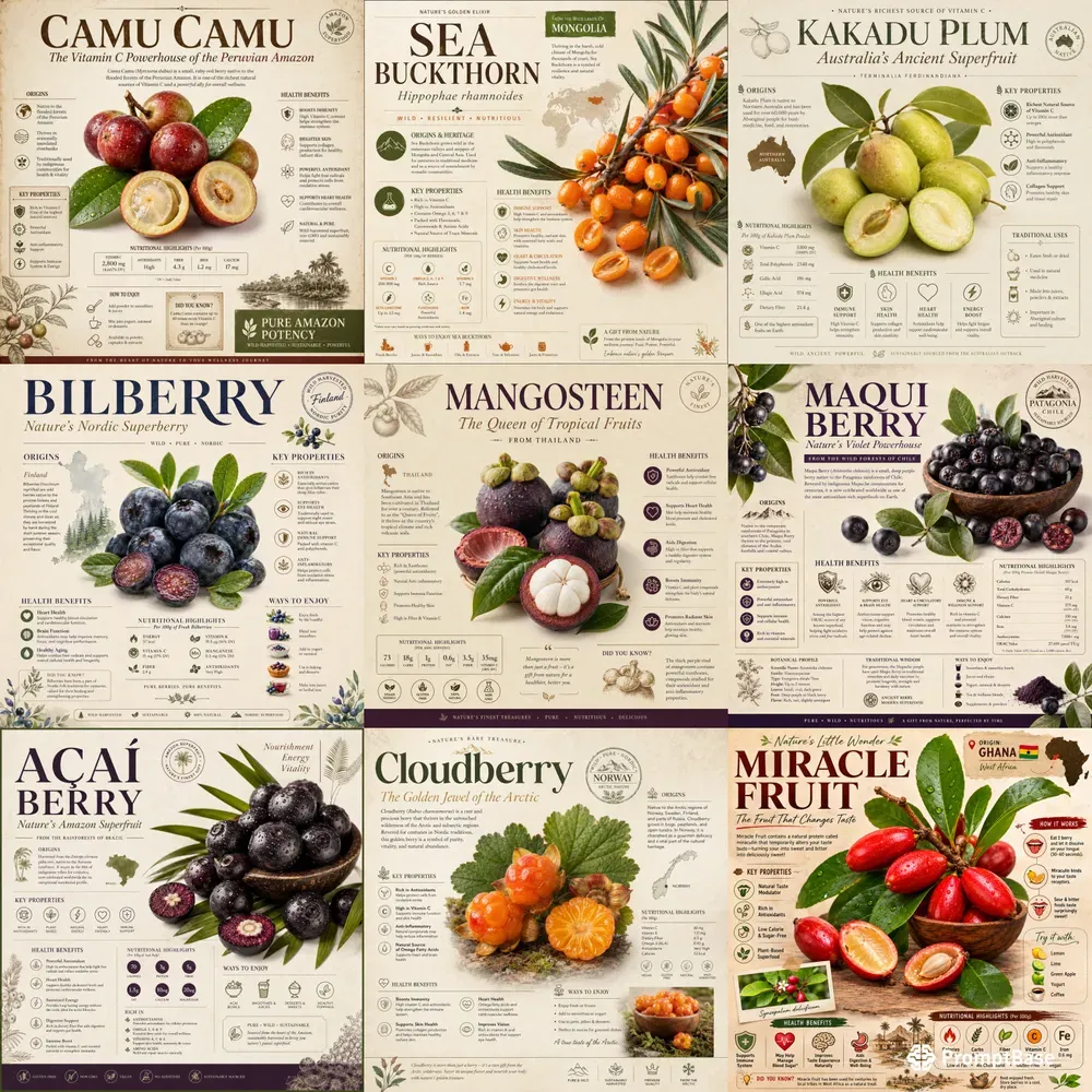 Global Forest Fruit Infographic Posters
