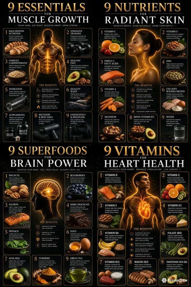 Cinematic Golden Glow Health Infographics