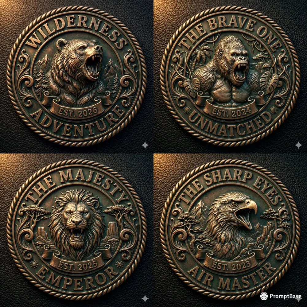 3D Antique Animal Relief Badges