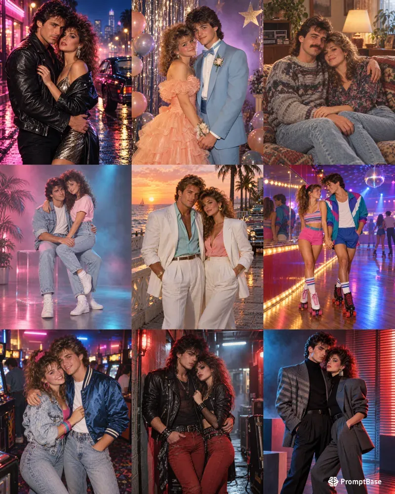 80s Retro Couple Portrait Photos