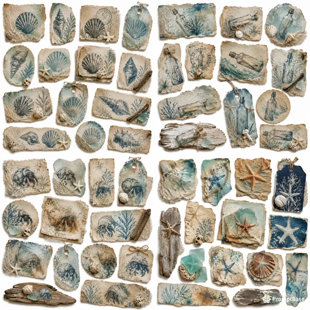 Junk Journal Ocean Ephemera Generator