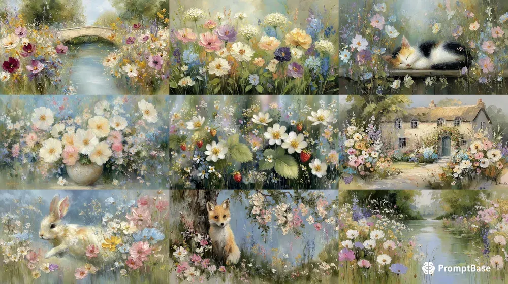 Cottagecore Oil Impasto Landscape Tv Art