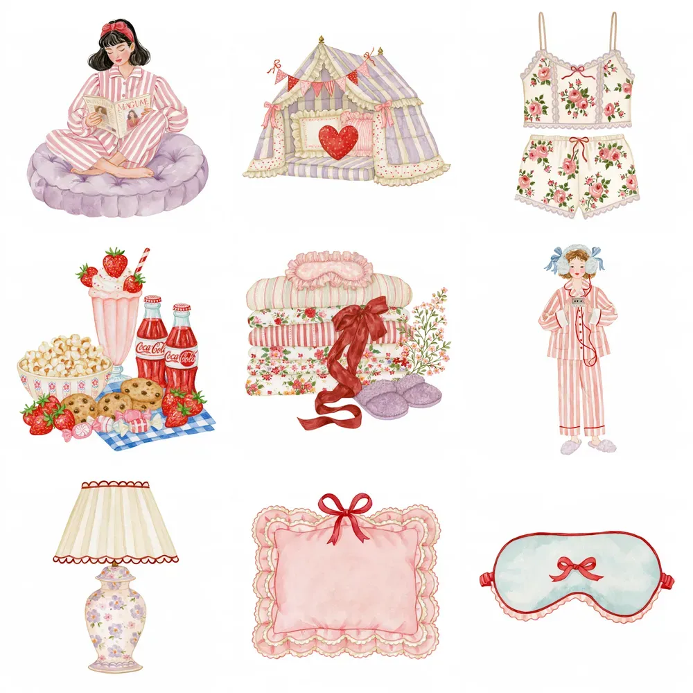 Grandmillennial Slumber Party Cliparts