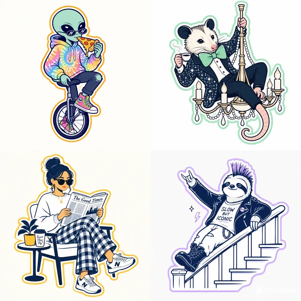 Line Art Cartoon Stickers