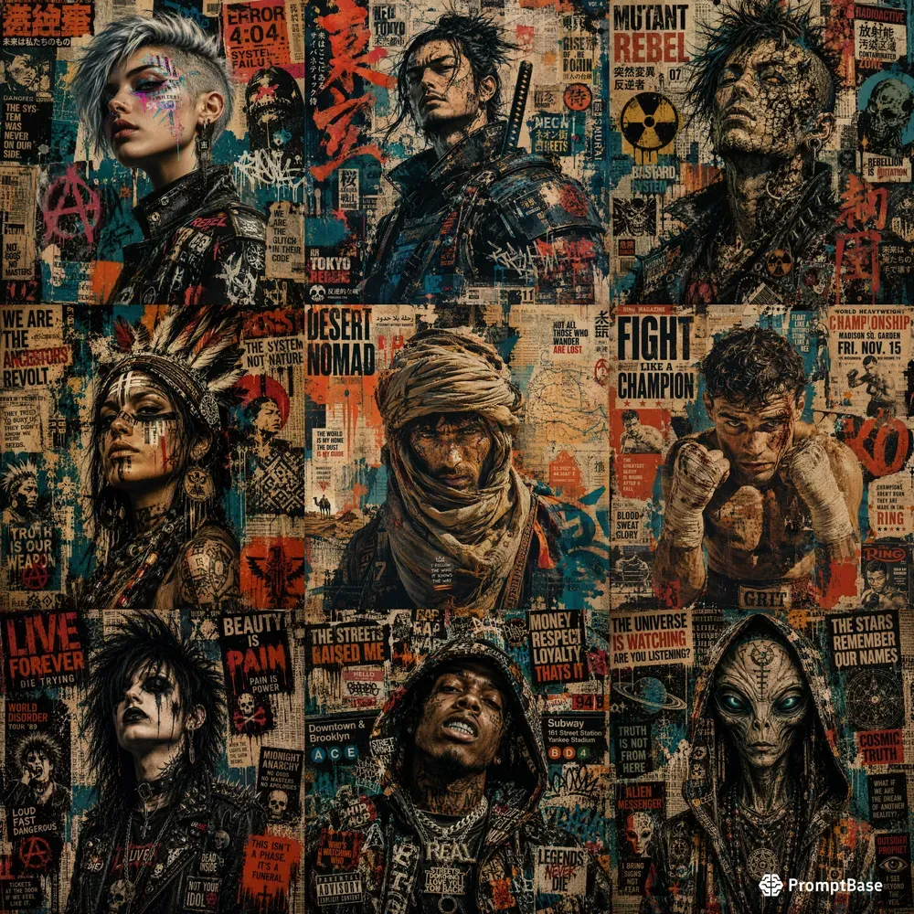 Punk Urban Collage Portrait Art