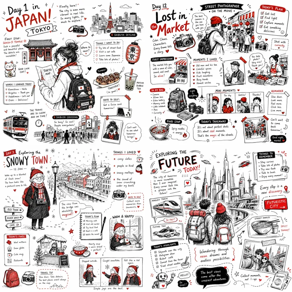 Travel Sketchbook Doodle Packs