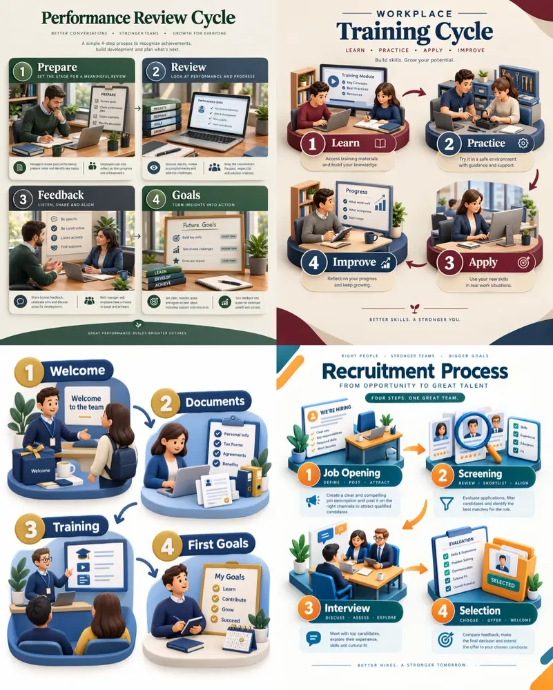 3D Hr Process Infographic Posters