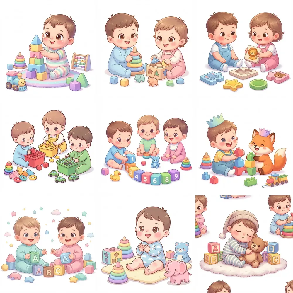 Cute White Background Kids Learning