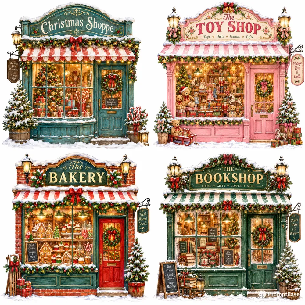 Vintage Christmas Shop Window Cliparts