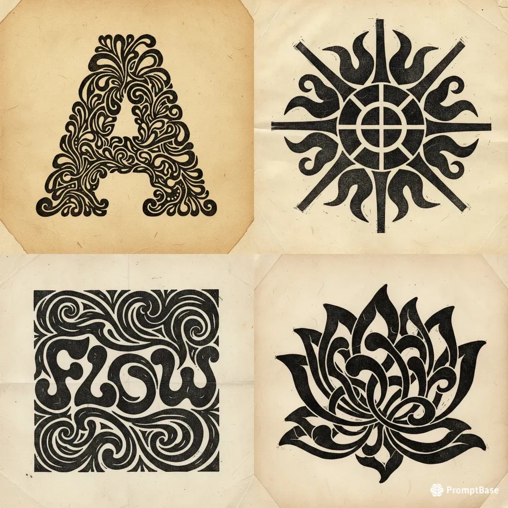 Retro Counterculture Linocut Style