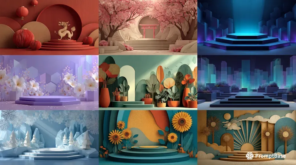 Festive Event Stage Vector Art