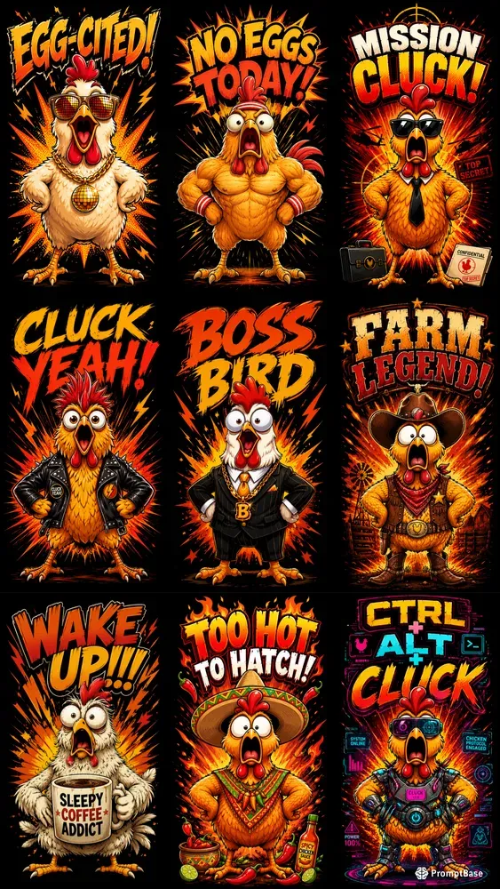 Funny Chicken Mascot Tshirt Designs