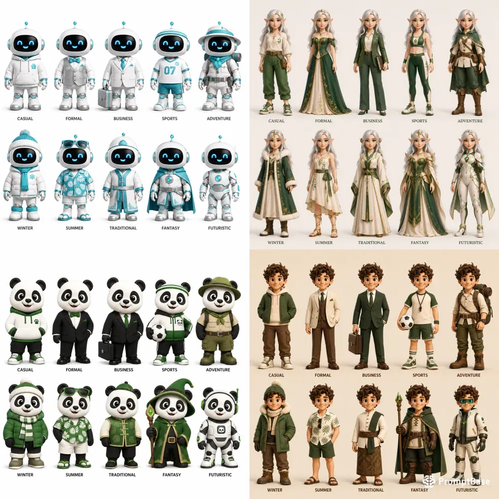 3D Character Outfit Sheets