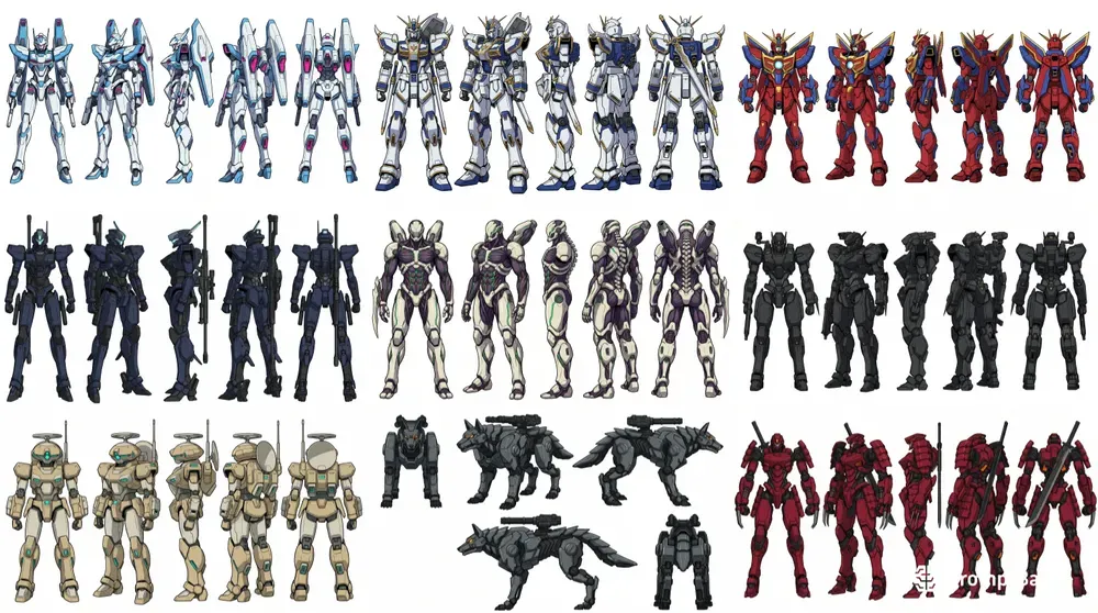 Mecha Robot Design Character Turnarounds