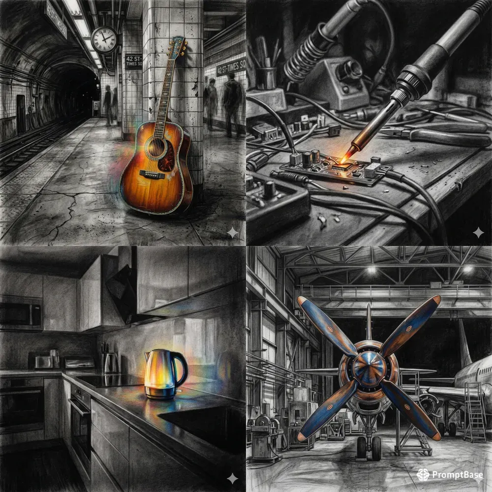 Charcoal Art With Selective Colors